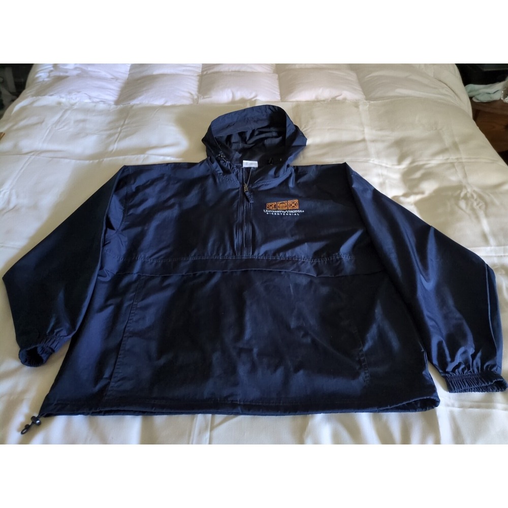 Champion Univ of Va Navy Blue 1/2 Zip Pullover Windbreaker W/ Hood Sz XL - Picture 1 of 9